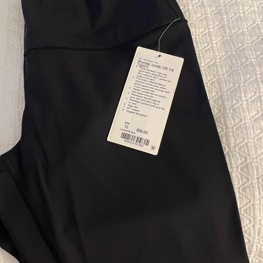 LULULEMON  ATHLETICA WUNDER UNDER BLACK LUXTREME! NEW SIZE 12
